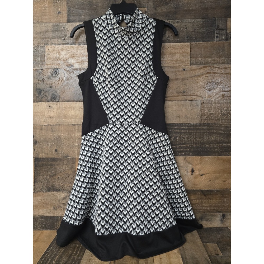 Bailey Blue Fit & Flare Chevron Print Dress Knee Length Classic Retro Y2K Small